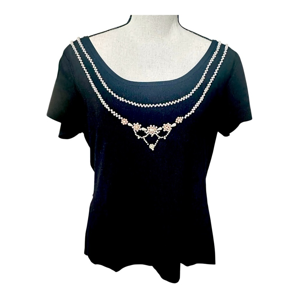 Robbie Bee XL Pearl Beaded Sweater Top